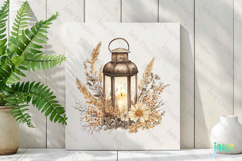 Boho Spring Floral Lantern Sublimation Clipart Product Image 2
