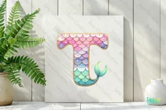 Mermaid Birthday Letter T PNG Clipart Product Image 2