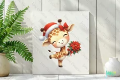 Christmas Giraffe And Poinsettia Clipart Product Image 2