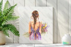 Back View Floral Girl Clipart Product Image 2