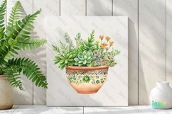 Boho Spring Floral Pot Sublimation Clipart Product Image 2