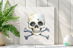 Watercolor Pirate Skull Clipart Product Image 3