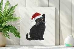 Embroidered Christmas Black Cat PNG Clipart Product Image 2