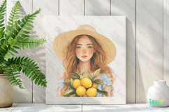 Watercolor Lemon Girl Clipart PNG File Product Image 3