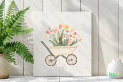 Gardening Girl Wheelbarrow Sublimation Clipart Product Image 2