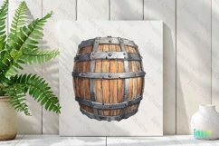 Watercolor Pirate Wooden Crate Clipart Product Image 3