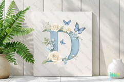 Watercolor Floral Butterflies Letter D Product Image 3