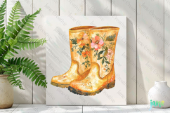 Boho Spring Floral Boots Sublimation Clipart Product Image 2