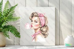 Retro Girl Blowing A Bubblegum Clipart Product Image 2
