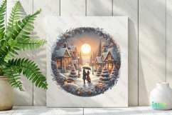 Winter Scene Wreath Sublimation Clipart Product Image 2