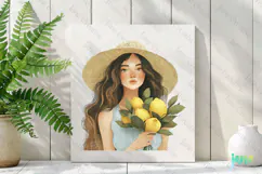 Watercolor Lemon Girl Clipart PNG File Product Image 3