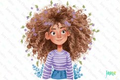 Quirky Plants Girl Sublimation Clipart Product Image 1