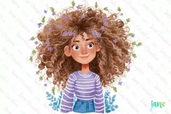 Quirky Plants Girl Sublimation Clipart Product Image 1