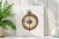 Watercolor Pirate Compass Clipart Product Image 3