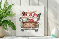 Christmas Red Buffalo Plaid Gnomes Truck Clipart Product Image 2