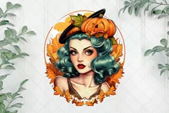 Vintage Pin Up Halloween Girl Clipart Product Image 1