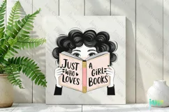 Whimsical Just A Girl Who Loves Books Clipart Product Image 2