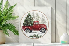 Embroidered Christmas Farm Truck Ornament Clipart Product Image 2