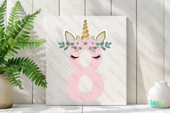 8th Birthday Girl Unicorn Number Clipart Product Image 2