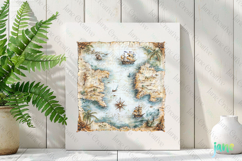Watercolor Pirate Map Clipart Product Image 3