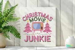 Retro Pink Christmas Movie Junkie Clipart Product Image 2