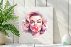 Retro Girl Blowing A Bubblegum Clipart Product Image 2