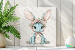 Baby Dragon With Bunny Ears Sublimation Clipart Product Image 2