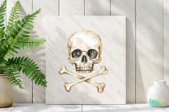 Watercolor Skull Pirate Clipart Product Image 3