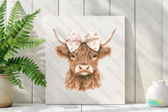 Pink Chinoiserie Cowgirl Highland Cow Clipart Product Image 2