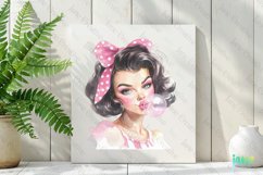 Retro Girl Blowing A Bubblegum Clipart Product Image 2