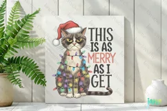 This Is As Merry As I Get Christmas Cat Quotes PNG Product Image 2