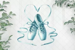 Watercolor Blue Ballerina Shoes Clipart Product Image 1