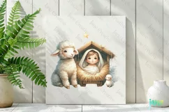 Baby Jesus with Lamb Christmas Nativity Clipart Product Image 3