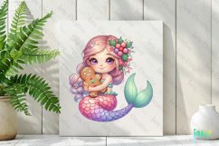 Pastel Christmas Mermaid Clipart Product Image 2