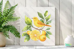 Watercolor Lemon Bird Clipart PNG File Product Image 3