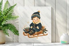 Blue And Gold Christmas Boy Clipart Product Image 2