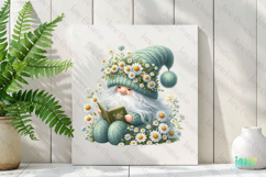 Spring Gnome And Daisy Reading Book Clipart Product Image 2
