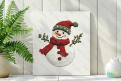 Embroidered Christmas Snowman Sublimation PNG Clipart Product Image 2
