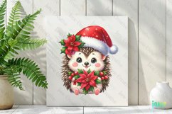 Christmas Hedgehog And Poinsettia Clipart Product Image 2