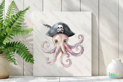Watercolor Pirate Octopus Clipart Product Image 3
