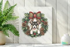 Akita Puppy Christmas Wreath Clipart Product Image 2