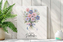 September - Watercolor Aster Birth Month Flower Clipart Product Image 2