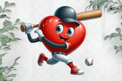 Cartoon Baseball Heart Character Clipart Product Image 1