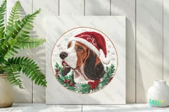 Embroidered Christmas Basset Hound Dog Ornament Clipart Product Image 2