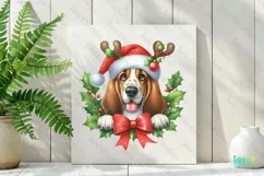 Christmas Basset Hound Dog Peeking Clipart Product Image 2