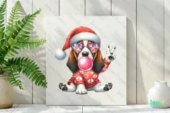 Groovy Christmas Basset Hound Dog And Bubblegum Clipart Product Image 2