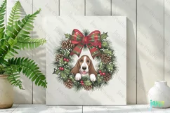 Basset Hound Puppy Christmas Wreath Clipart Product Image 2