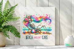 Beach Hair Don&#039;t Care Funny Summer Skeleton Product Image 2
