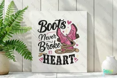 Boots Never Broke My Heart Pink Cowgirl Cipart Product Image 3