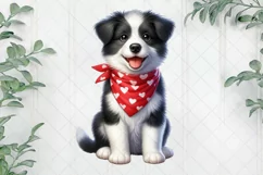 Cute Border Collie Dog Red Bandana Clipart Product Image 1